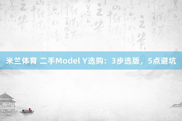 米兰体育 二手Model Y选购：3步选版，5点避坑