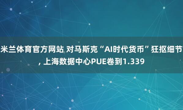 米兰体育官方网站 对马斯克“AI时代货币”狂抠细节, 上海数据中心PUE卷到1.339