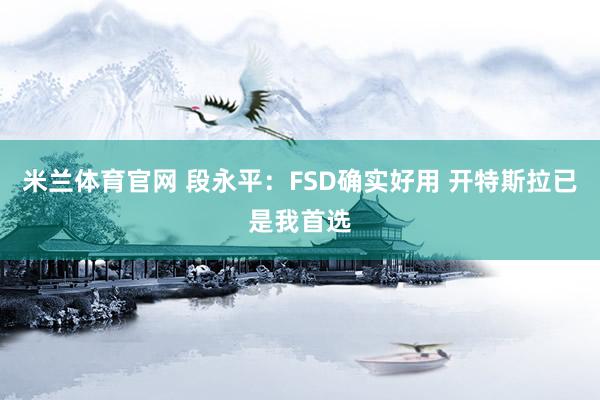 米兰体育官网 段永平：FSD确实好用 开特斯拉已是我首选