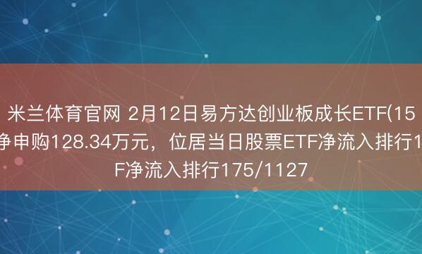 米兰体育官网 2月12日易方达创业板成长ETF(159597)获净申购128.34万元,位居当日股票ETF净流入排行175/1127
