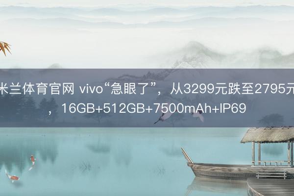 米兰体育官网 vivo“急眼了”，从3299元跌至2795元，16GB+512GB+7500mAh+IP69
